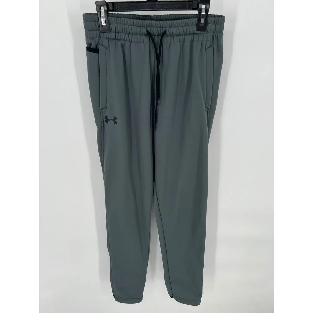 UNDER ARMOUR Joggers Men Small Gray Loose Fit Fleece Lined Athletic Pants Pocket